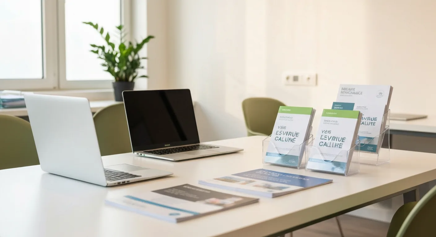 Bureau d'assurance santé moderne avec documents de mutuelle